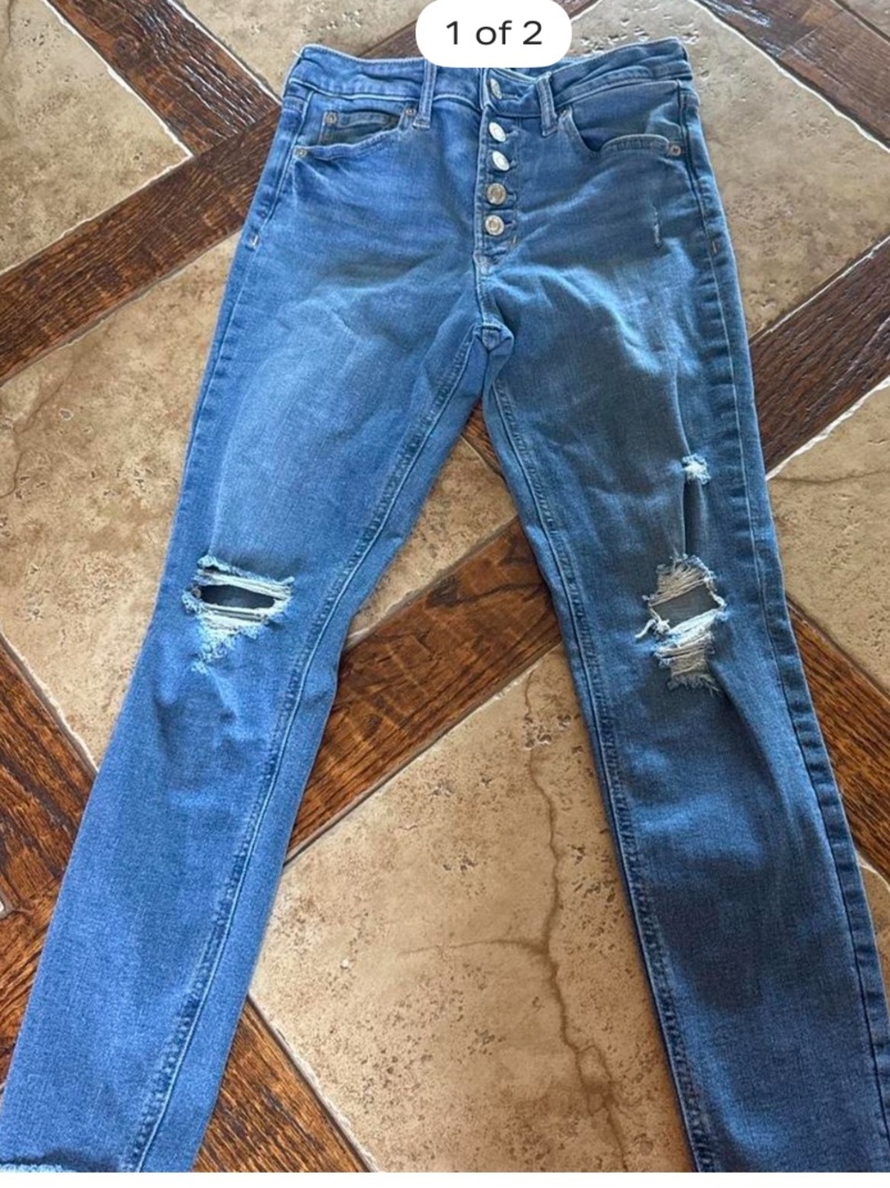 Gap high rise universal legging skinny jeans with frayed ends size 2